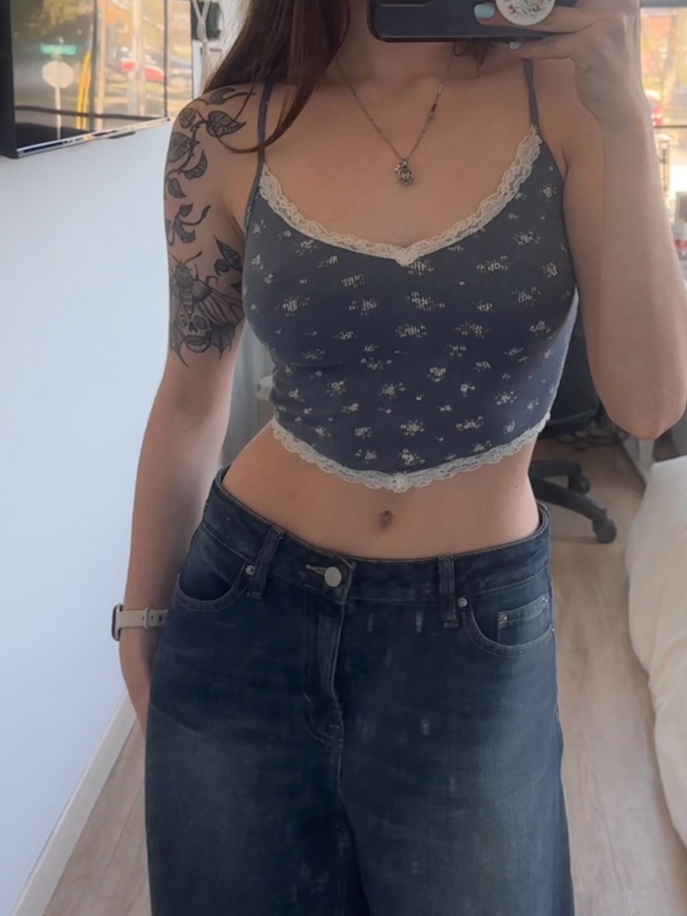 Hollister set of three Lace Trim Cami Crop Top -